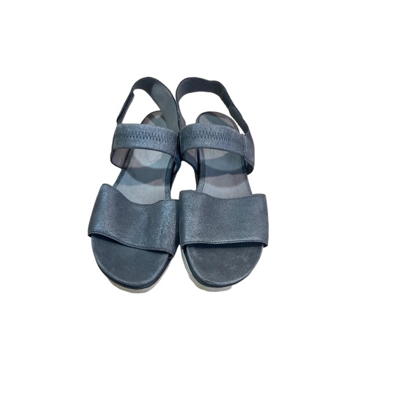 Eileen Fisher Metallic Open Toe Somer Leather Banded Sandals Womens Size 7 - Picture 2 of 10